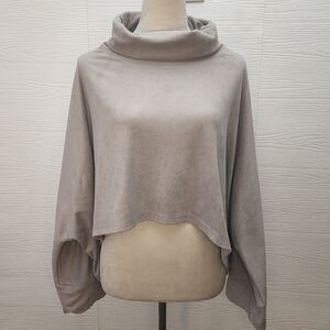 Lime & Vine Cropped Cowl Neck Top Women’s Small Taupe Soft Stretch Long Sleeve S